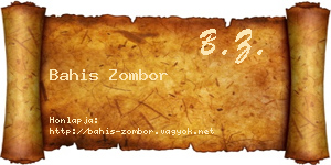 Bahis Zombor névjegykártya